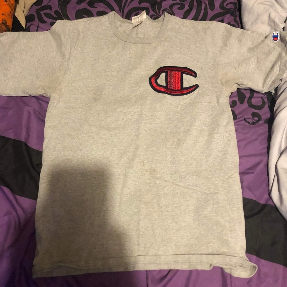 Champion shirt, size medium, gray and red!